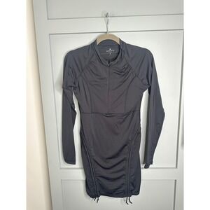 Athleta Black Long Sleeve‎ Quarter Zip Athletic Dress Ruched Size S Style 983932